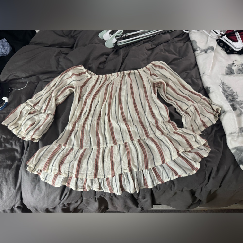 Mossimo Supply Co. Striped BOHO Off Shoulder Top Size M